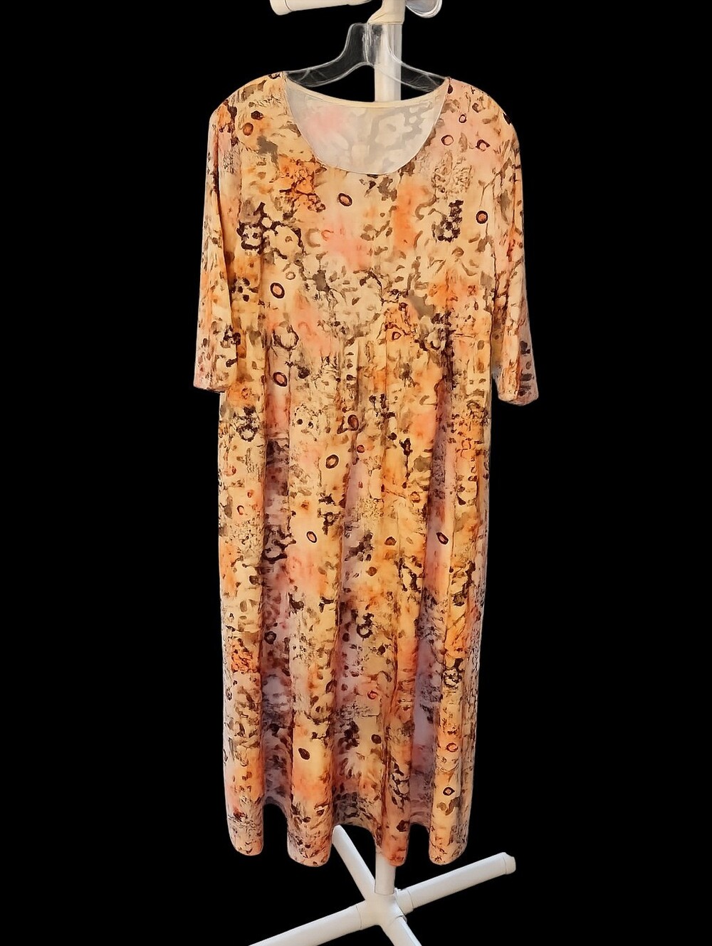 Peach Floral Watercolor Swing Dress